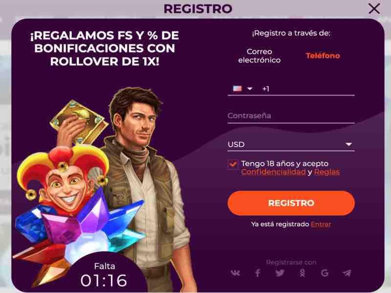 Registro no AllRight casino por número de telefone