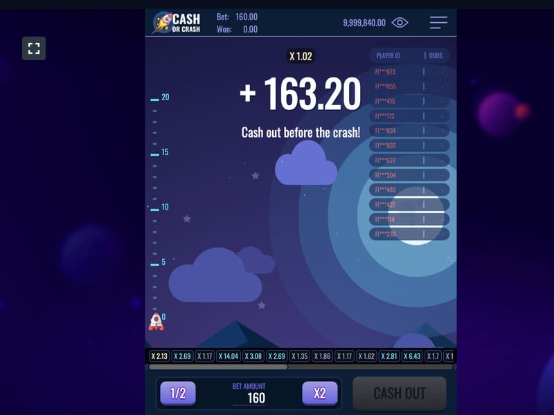 Caractéristiques du jeu Cash or Crash au casino en ligne 1xbet