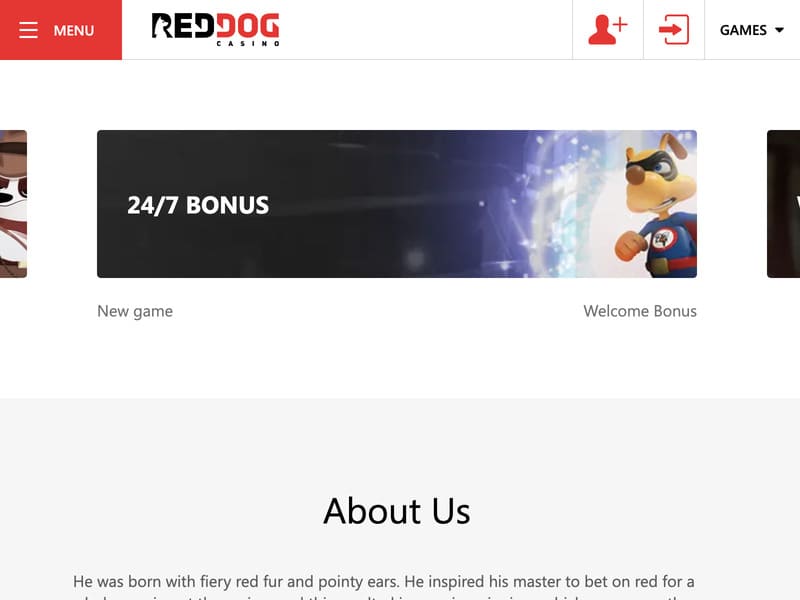Inscription sur le site officiel du casino en ligne Red Dog