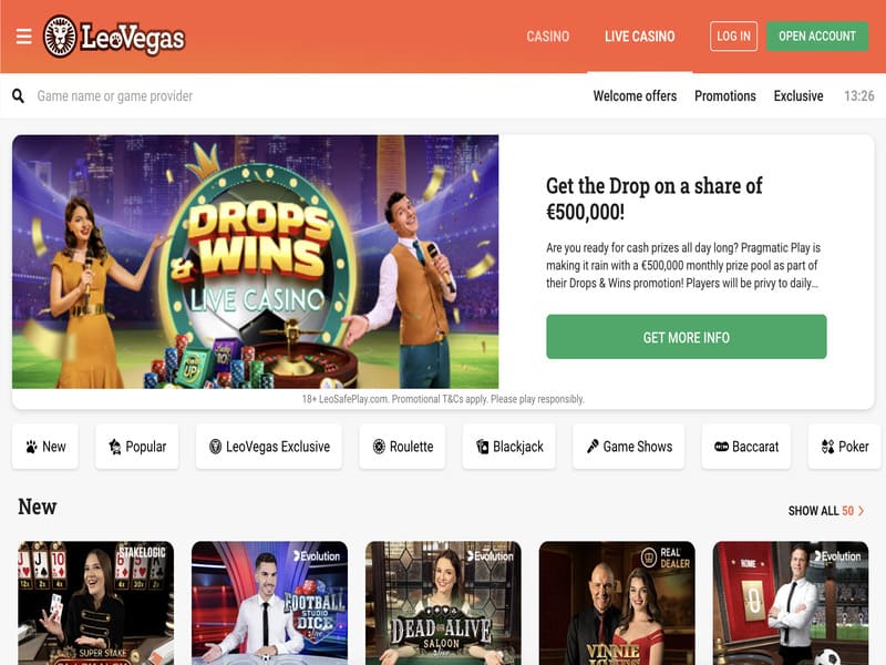 Inscription au casino en ligne LeoVegas