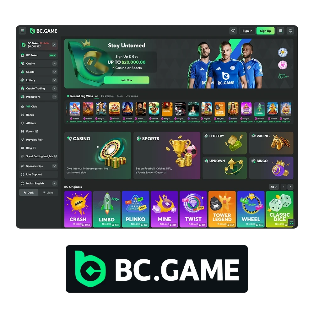 BC Game provides casino games and sports betting.
